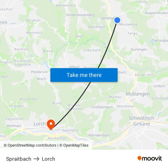 Spraitbach to Lorch map