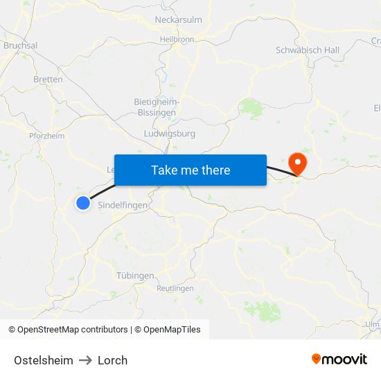 Ostelsheim to Lorch map