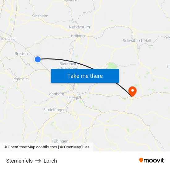 Sternenfels to Lorch map