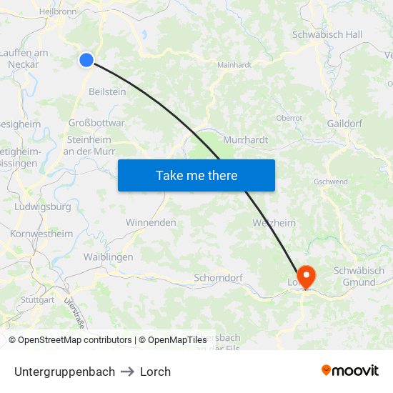 Untergruppenbach to Lorch map