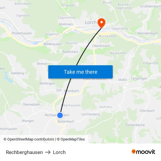 Rechberghausen to Lorch map