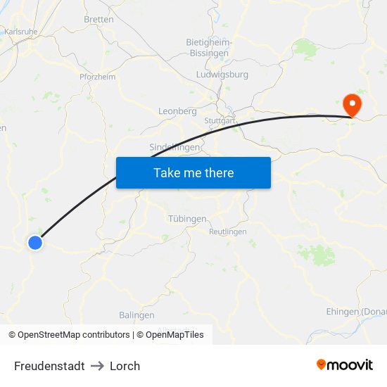 Freudenstadt to Lorch map