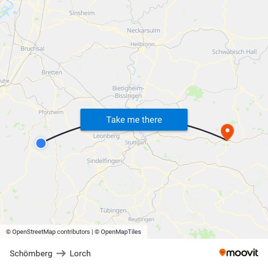 Schömberg to Lorch map