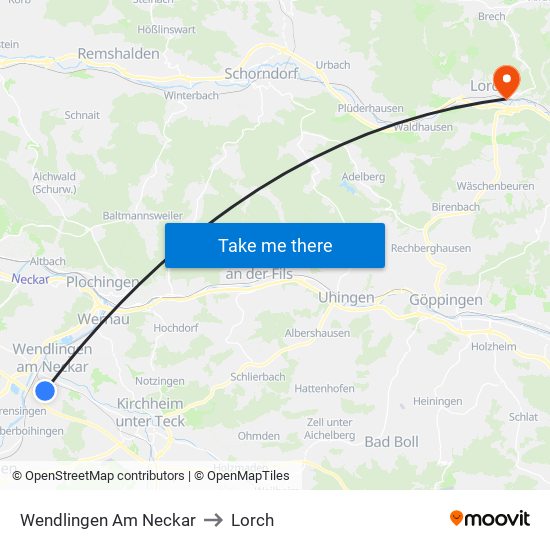 Wendlingen Am Neckar to Lorch map