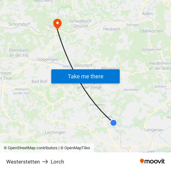 Westerstetten to Lorch map