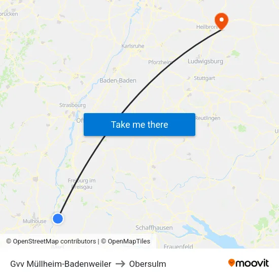 Gvv Müllheim-Badenweiler to Obersulm map