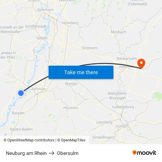 Neuburg am Rhein to Obersulm map