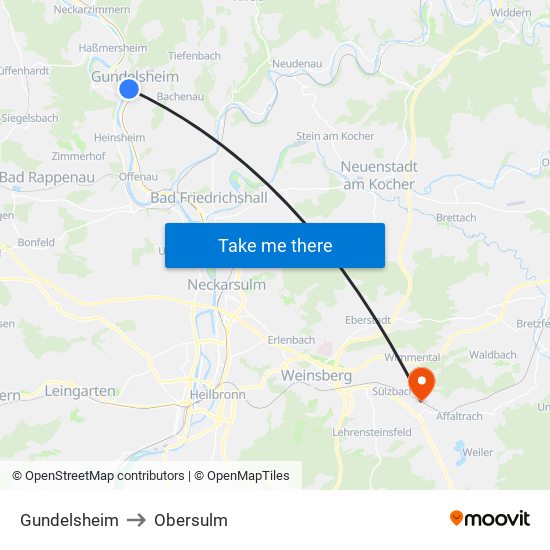 Gundelsheim to Obersulm map