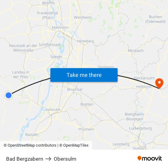 Bad Bergzabern to Obersulm map