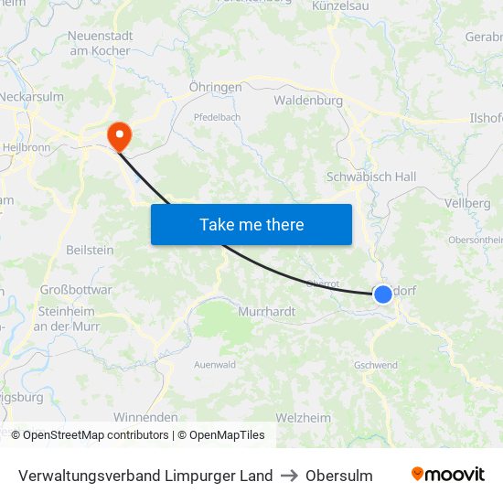 Verwaltungsverband Limpurger Land to Obersulm map