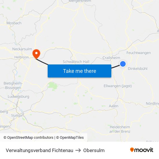 Verwaltungsverband Fichtenau to Obersulm map