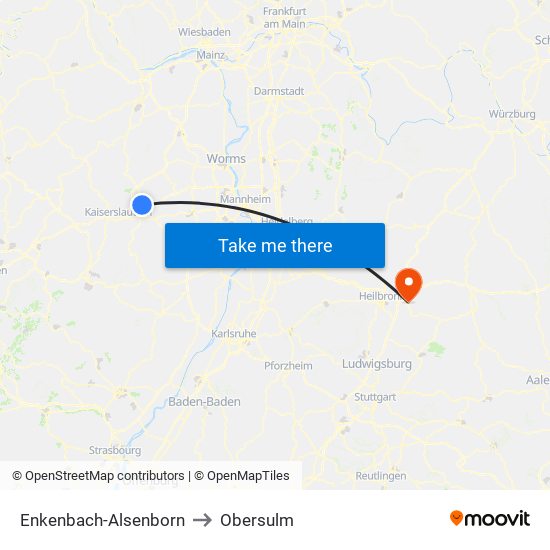 Enkenbach-Alsenborn to Obersulm map