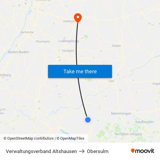 Verwaltungsverband Altshausen to Obersulm map