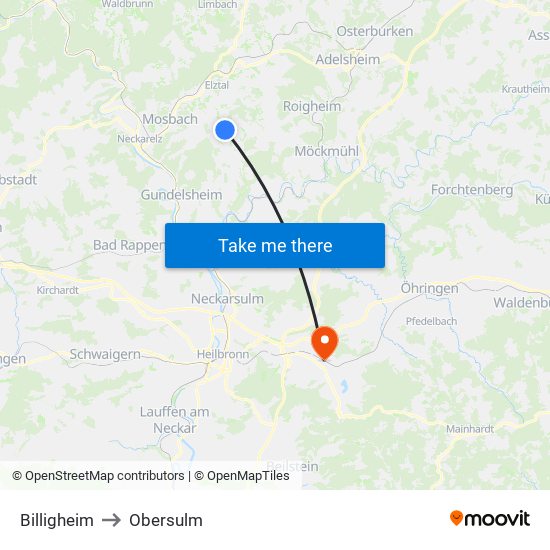 Billigheim to Obersulm map