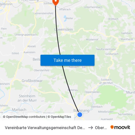 Vereinbarte Verwaltungsgemeinschaft Der Stadt Backnang to Obersulm map