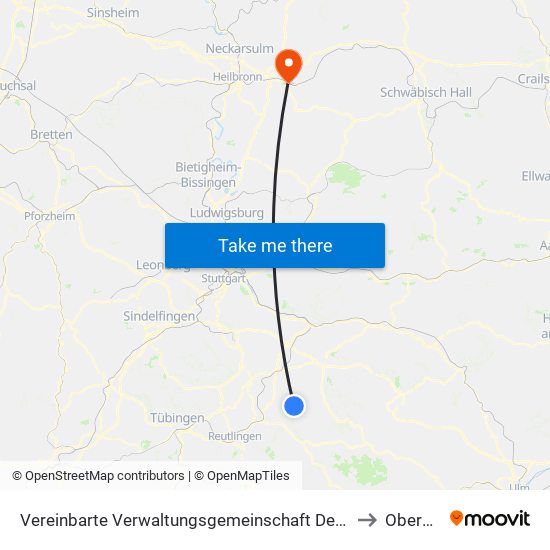 Vereinbarte Verwaltungsgemeinschaft Der Stadt Neuffen to Obersulm map