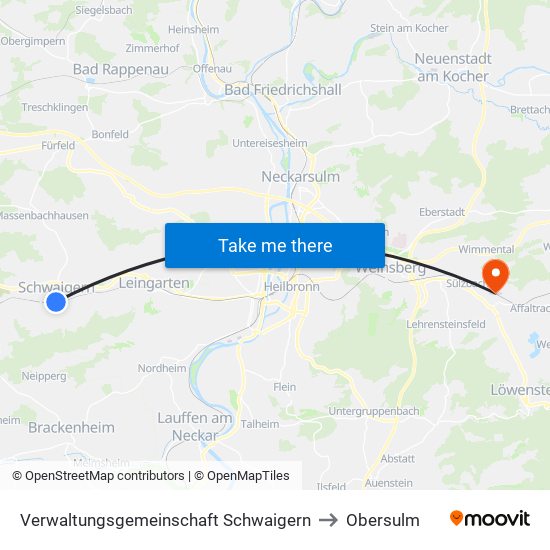 Verwaltungsgemeinschaft Schwaigern to Obersulm map