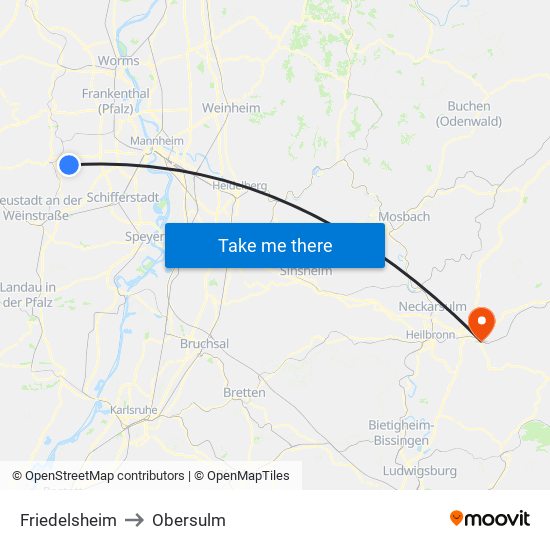 Friedelsheim to Obersulm map