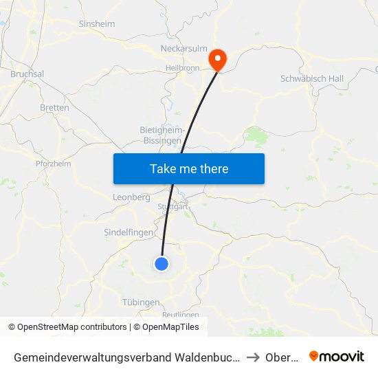 Gemeindeverwaltungsverband Waldenbuch/Steinenbronn to Obersulm map