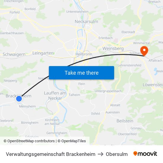 Verwaltungsgemeinschaft Brackenheim to Obersulm map