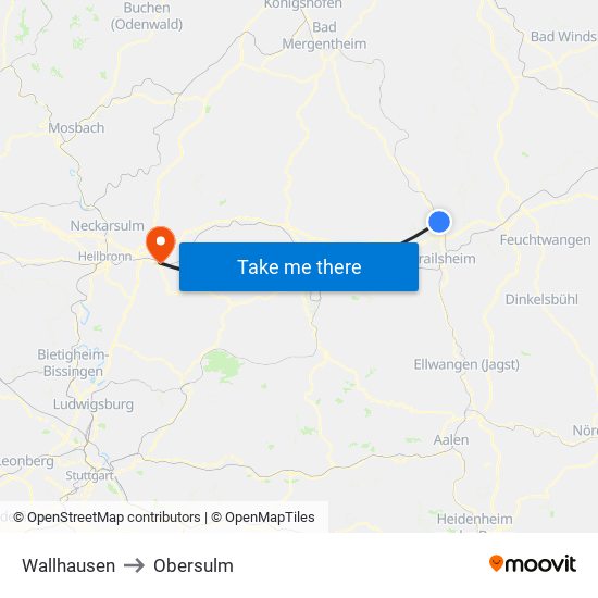 Wallhausen to Obersulm map