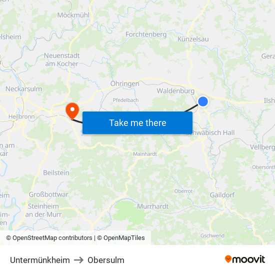 Untermünkheim to Obersulm map