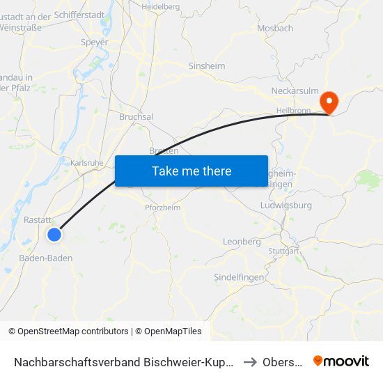 Nachbarschaftsverband Bischweier-Kuppenheim to Obersulm map