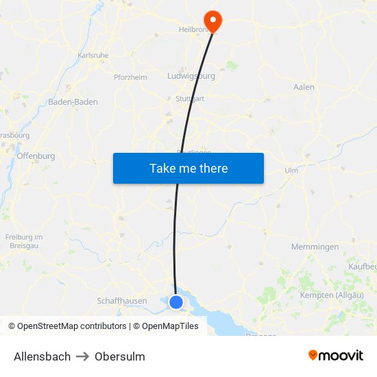 Allensbach to Obersulm map