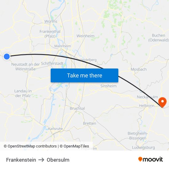 Frankenstein to Obersulm map