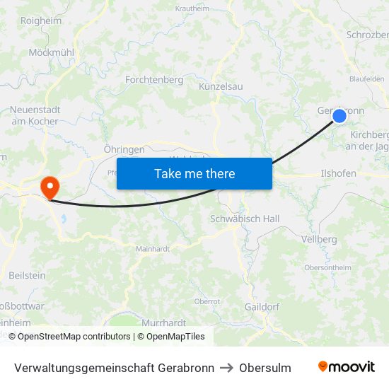 Verwaltungsgemeinschaft Gerabronn to Obersulm map