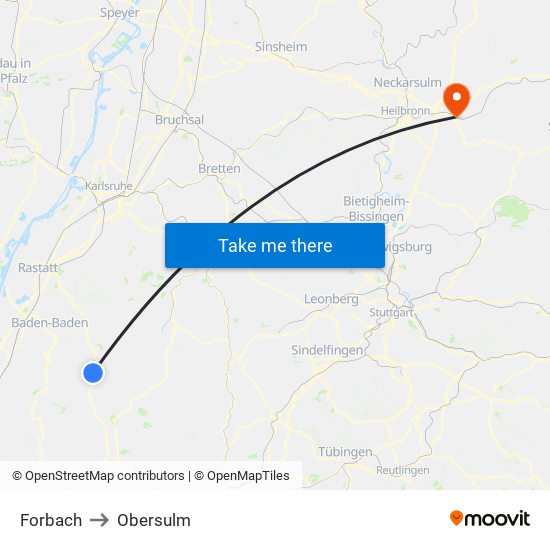 Forbach to Obersulm map