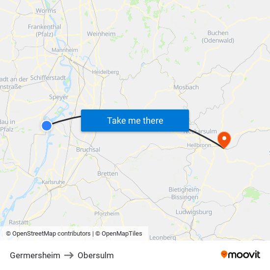 Germersheim to Obersulm map