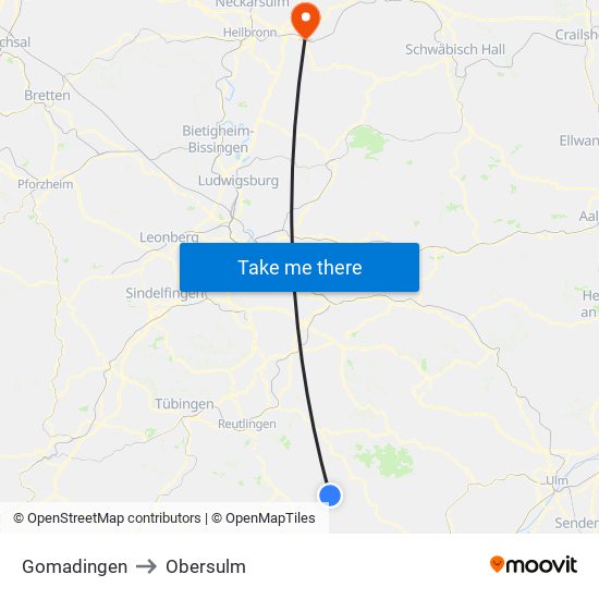 Gomadingen to Obersulm map