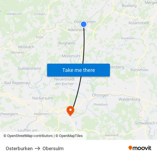 Osterburken to Obersulm map