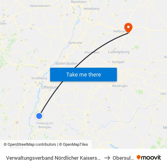 Verwaltungsverband Nördlicher Kaiserstuhl to Obersulm map