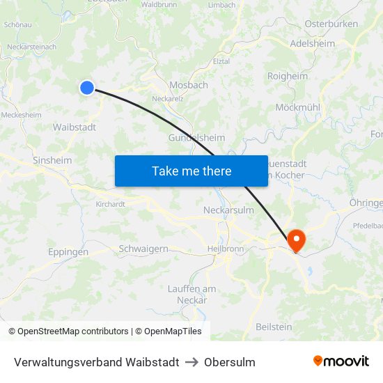 Verwaltungsverband Waibstadt to Obersulm map