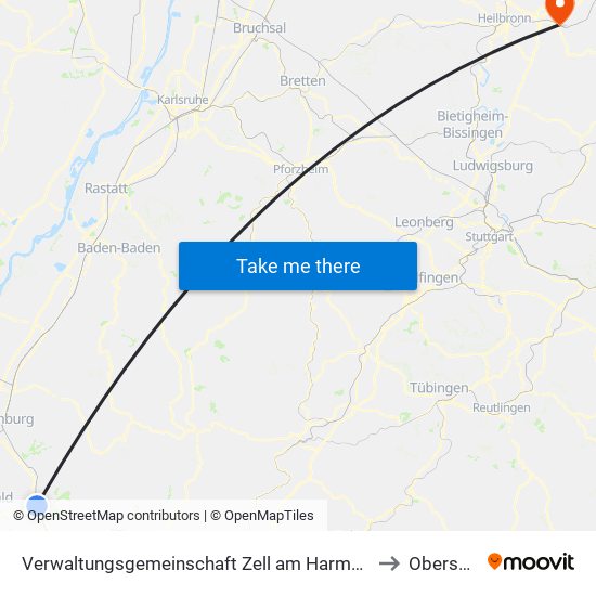 Verwaltungsgemeinschaft Zell am Harmersbach to Obersulm map