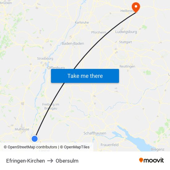 Efringen-Kirchen to Obersulm map