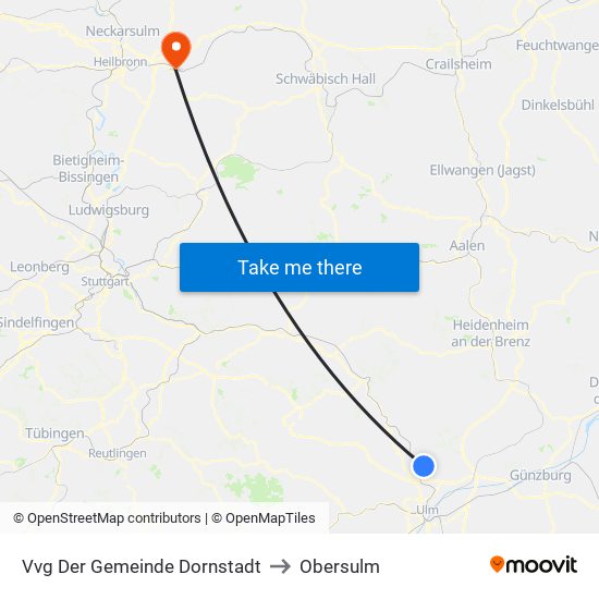 Vvg Der Gemeinde Dornstadt to Obersulm map