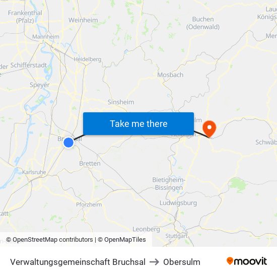 Verwaltungsgemeinschaft Bruchsal to Obersulm map