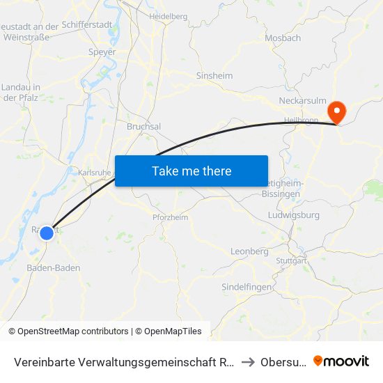 Vereinbarte Verwaltungsgemeinschaft Rastatt to Obersulm map