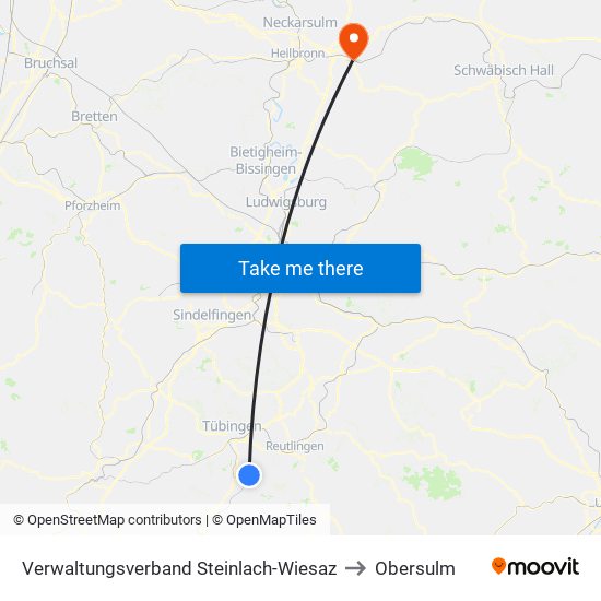 Verwaltungsverband Steinlach-Wiesaz to Obersulm map