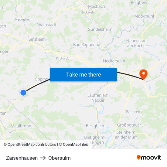 Zaisenhausen to Obersulm map