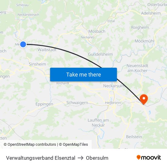 Verwaltungsverband Elsenztal to Obersulm map