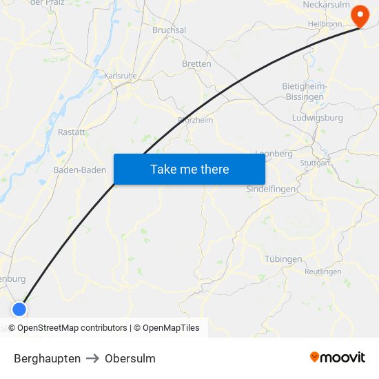 Berghaupten to Obersulm map