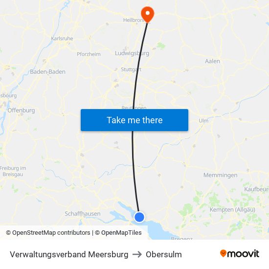 Verwaltungsverband Meersburg to Obersulm map