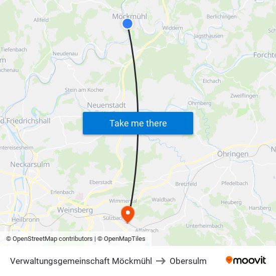 Verwaltungsgemeinschaft Möckmühl to Obersulm map