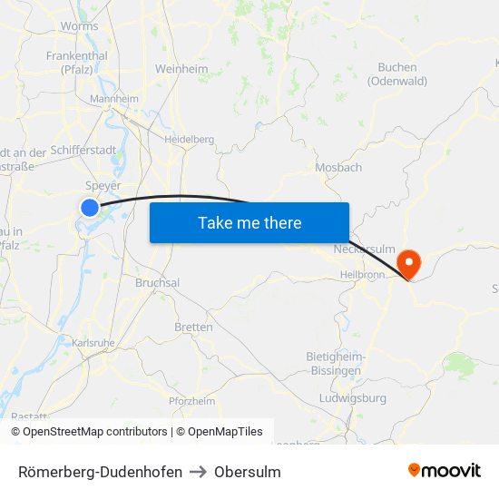 Römerberg-Dudenhofen to Obersulm map