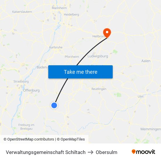 Verwaltungsgemeinschaft Schiltach to Obersulm map