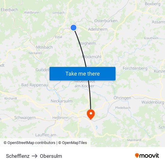 Schefflenz to Obersulm map